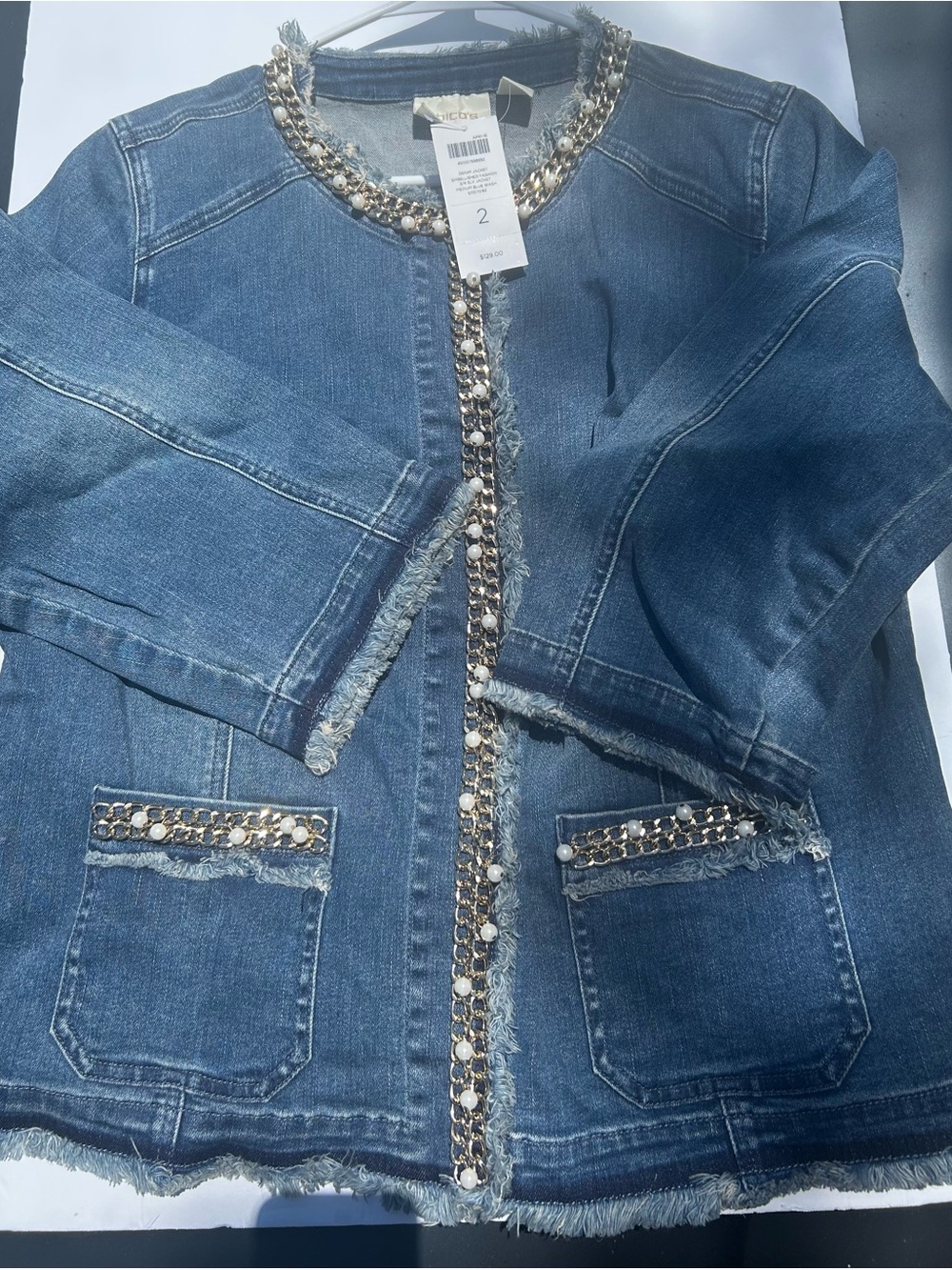 NWT Chicos Embellished Denim Jacket